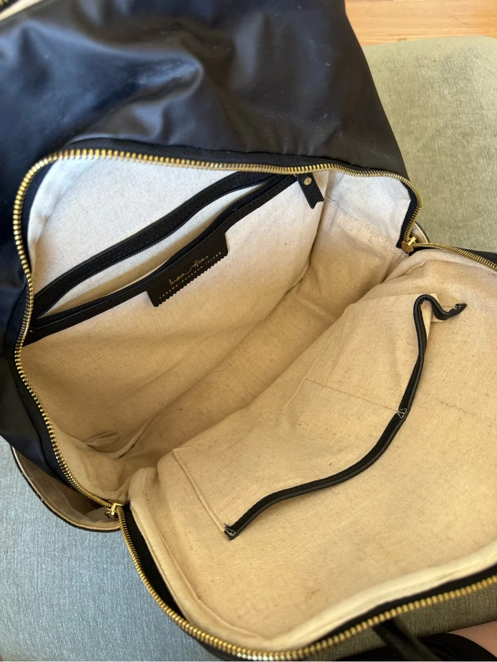 INDIA HICKS Black Leather Backpack Purse